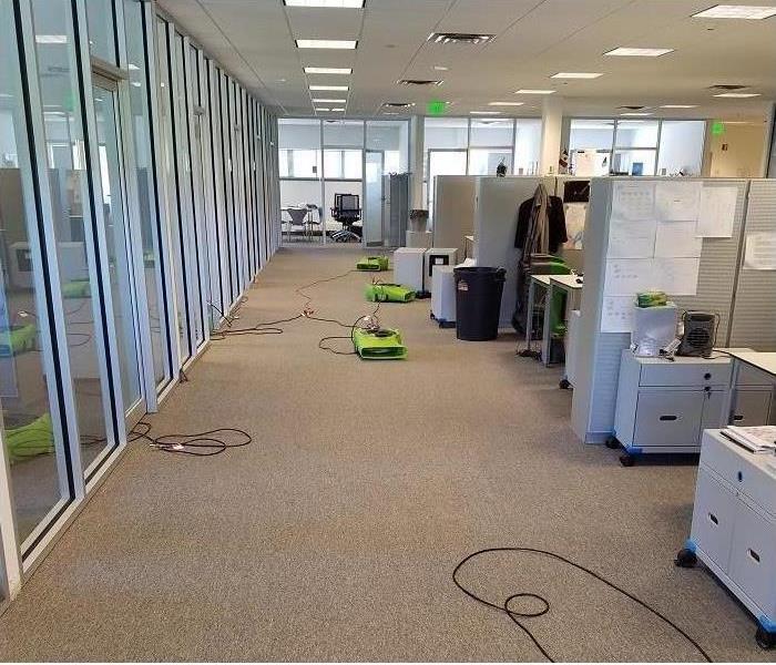 Office with cubicles with SERVPRO drying equipment