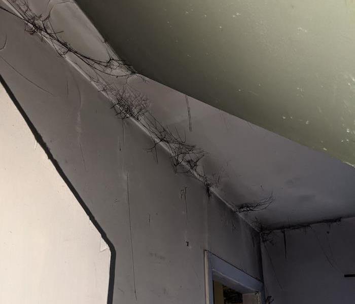 Wall and ceiling with smoke webs